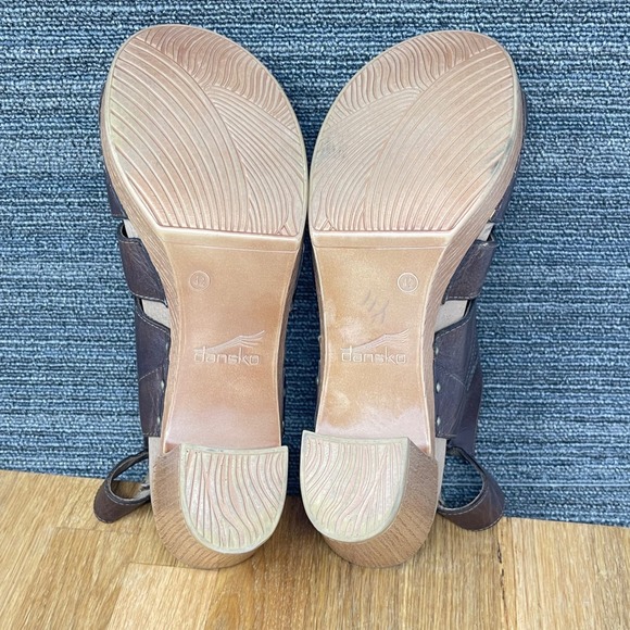 Dansko Demetra Sandals Women US 11.5 EU 42 Brown Leather Cutout Block Heel Clogs main image 9